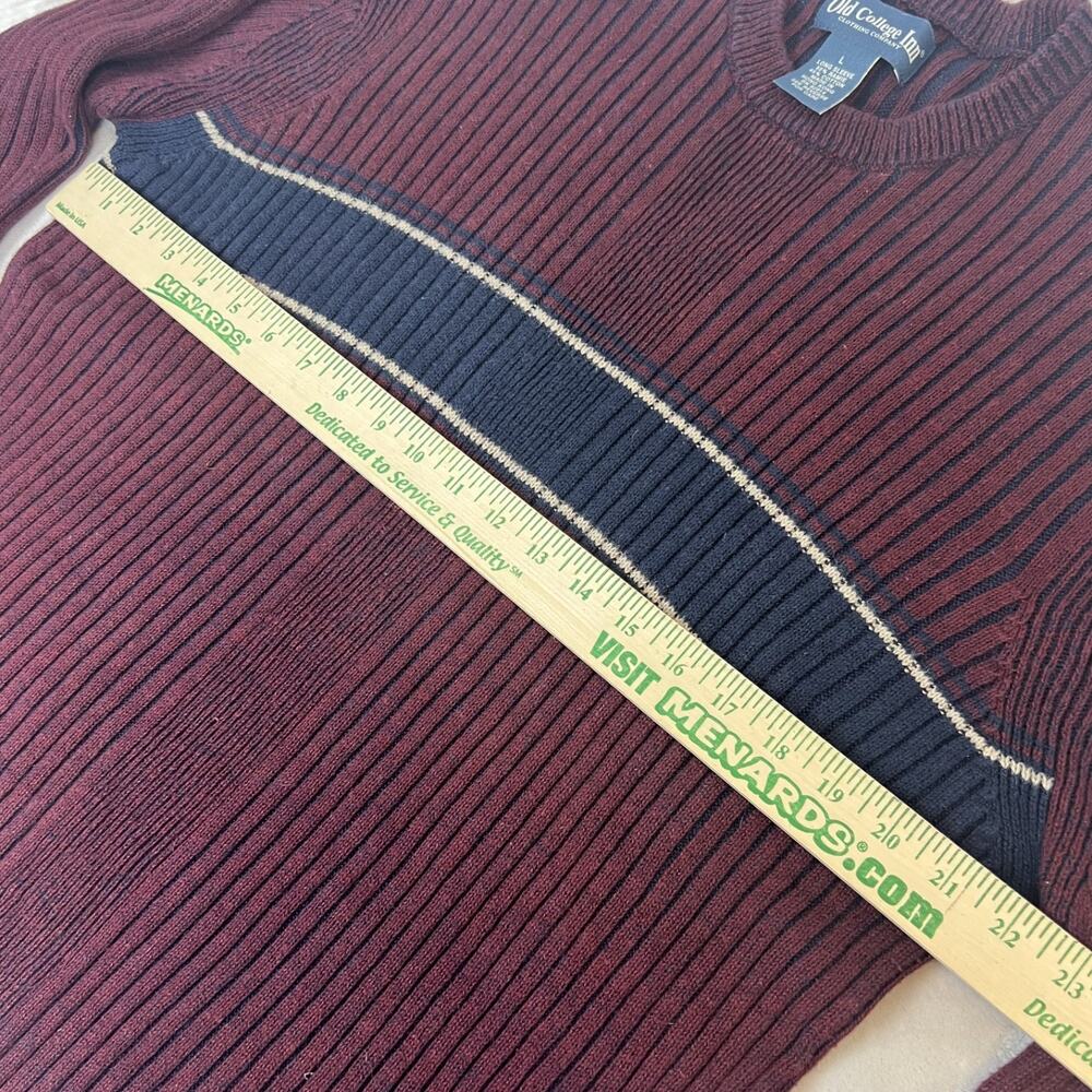 VTG Ribbed Sweater Mens Large Red Grunge Preppy Ivy League Retro Y2K Normcore - Picture 7 of 10